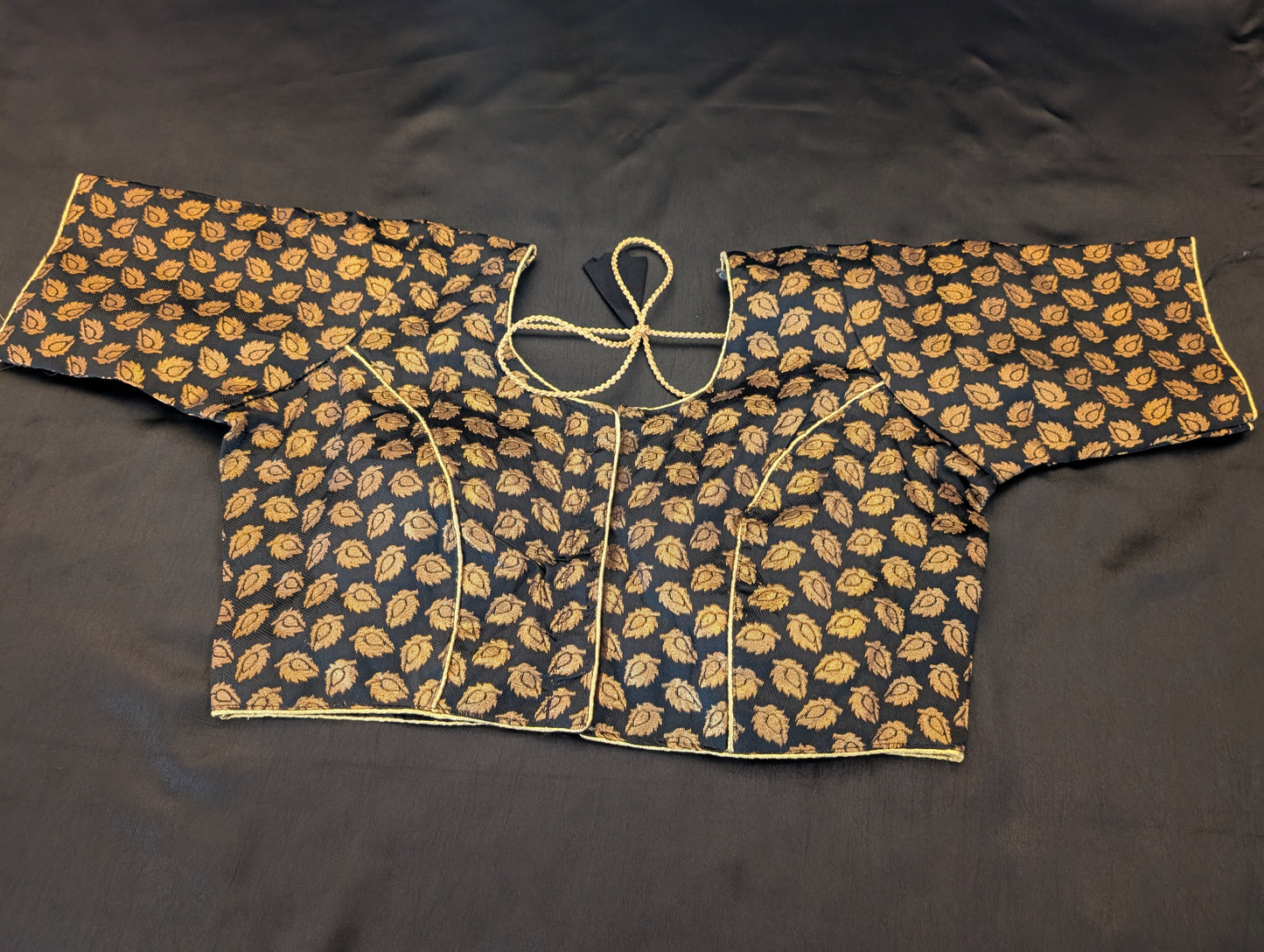 Black & Light Brown Designer Saree – Full Set