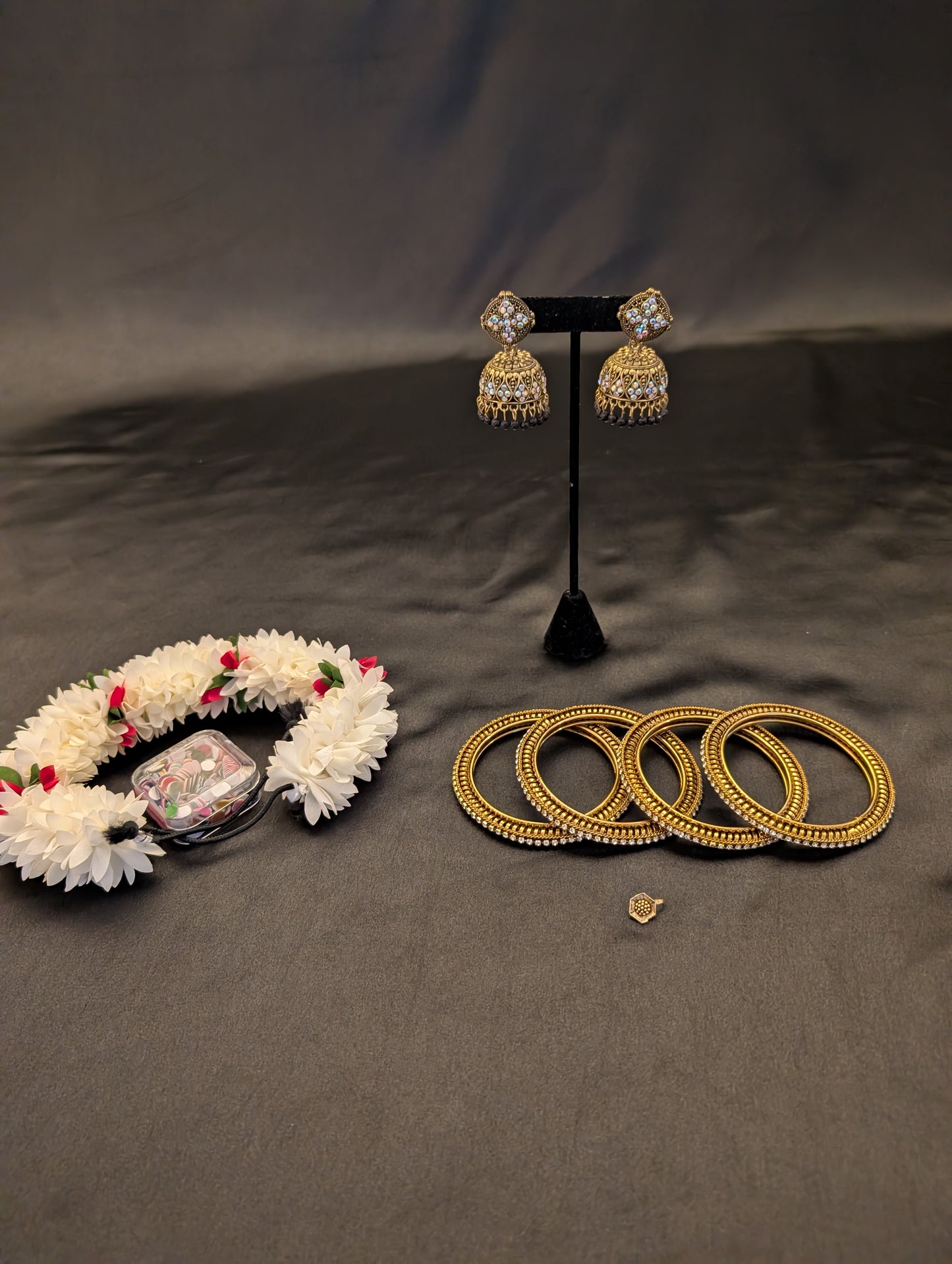 Navy Blue With Bronze Work Designer Saree – Full Set