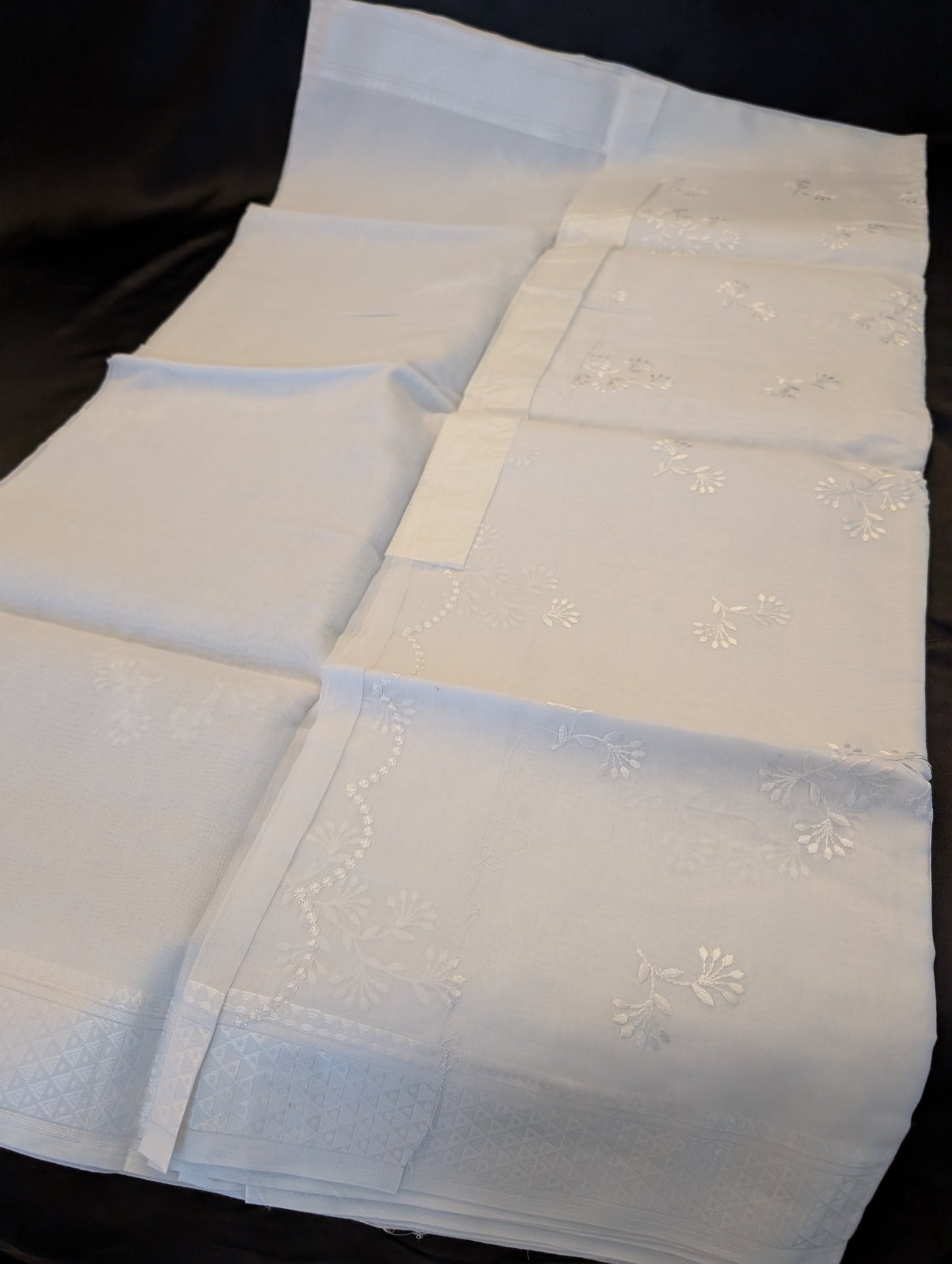 Kerala White Designer Saree - White Thread – Full Set