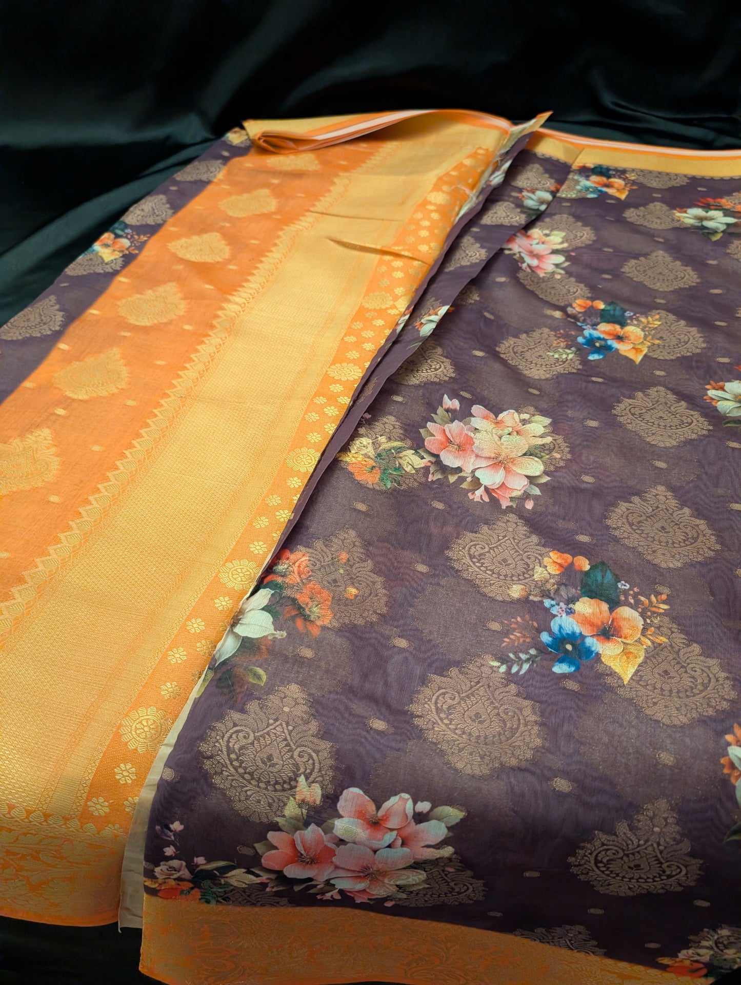 Dark Purple Designer Saree – Full Set