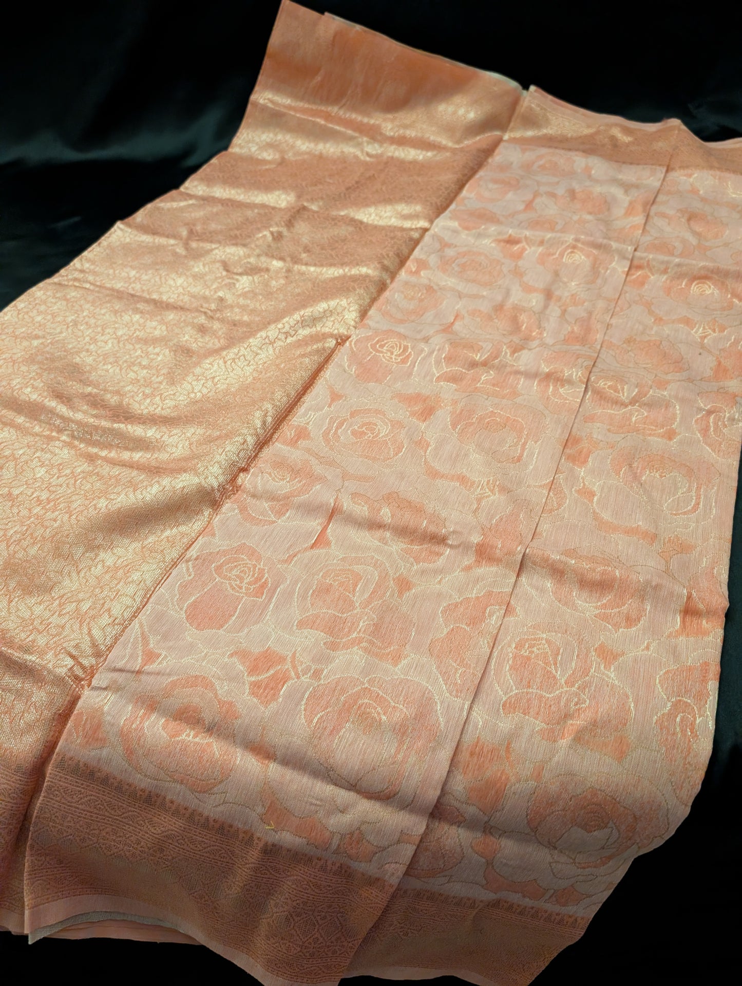 Pink Gold Work Designer Saree – Full Set