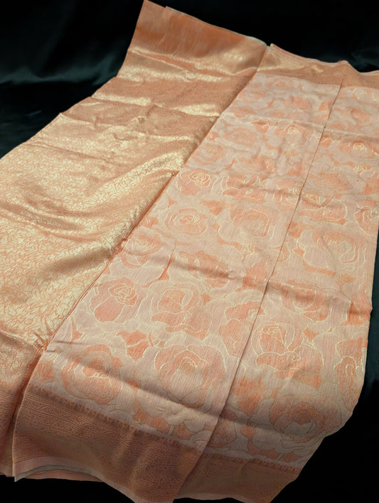 Pink Gold Work Designer Saree – Full Set