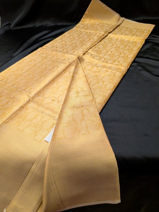 Gold Designer Saree with Detailed Gold Thread Work – Full Set